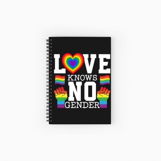 Love Knows No Gender Rainbow Pride Month LGBTQ Gay Spiral Notebooks   Ruled Line
