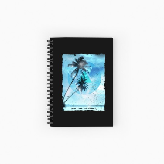 Artistic Huntington Beach California Palm Tree Spiral Notebooks   Ruled Line