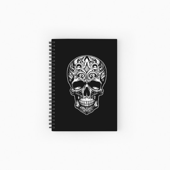 Skull Dia de los Muertos Halloween Tattoo Rose Spiral Notebooks   Ruled Line