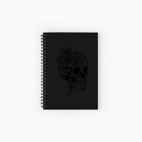 Skull Dia de los Muertos Halloween Tattoo Rose Spiral Notebooks   Ruled Line