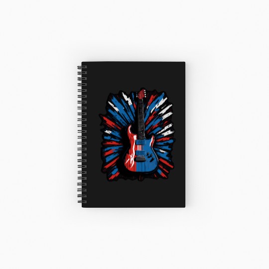 Electric guitar in Union Jack flag colors Spiral Notebooks   Ruled Line