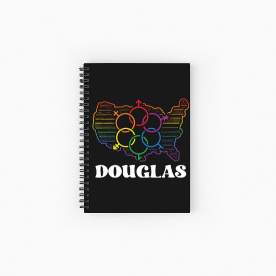 Douglas Pride Flag Pride Month LGBTQ Flag LGBT Com Spiral Notebooks   Ruled Line
