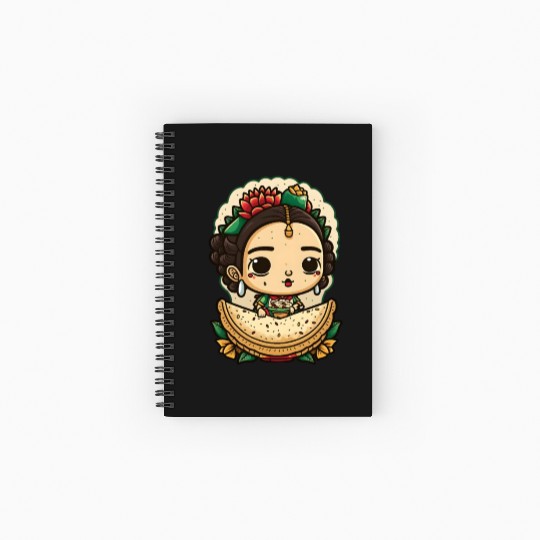 Frida Kahlo & Tacos Cinco De Mayo Mexican Fiesta Spiral Notebooks   Ruled Line