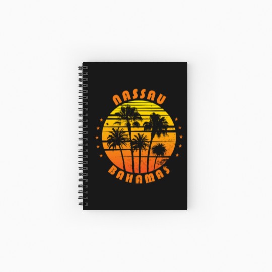 Retro Nassau Bahamas Souvenir Vintage Palm Tree Spiral Notebooks   Ruled Line