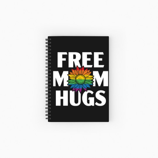 Free Mom Hugs Rainbow Pride Month LGBTQ Gay Pride Spiral Notebooks   Ruled Line