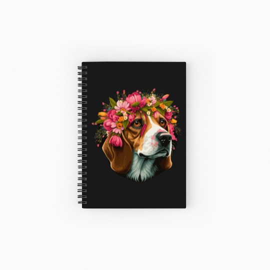 Cute Beagle Flower Crown Pet Dog Breed Puppy Spiral Notebooks   Ruled Line