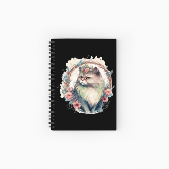 Cute Persian Cat Flower Crown Cats Pet Kitten Spiral Notebooks   Ruled Line
