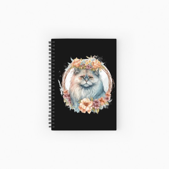 Cute Persian Cat Flower Crown Cats Pet Kitten Spiral Notebooks   Ruled Line