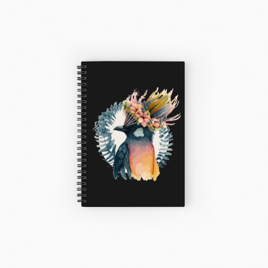 Cute Bird Of Paradise Bird Flower Crown Pet Birds Spiral Notebooks   Ruled Line