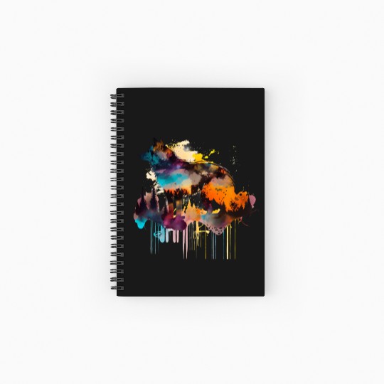 Mountain Wolf Multicolor Watercolor Portrait Spiral Notebooks   Ruled Line