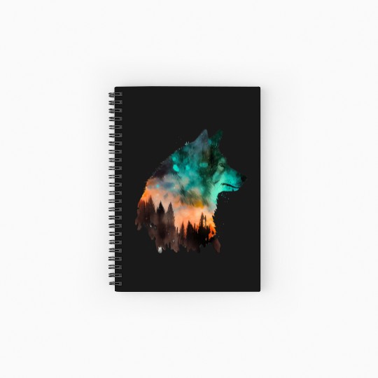 Forest Wolf Multicolor Watercolor Portrait Spiral Notebooks   Ruled Line