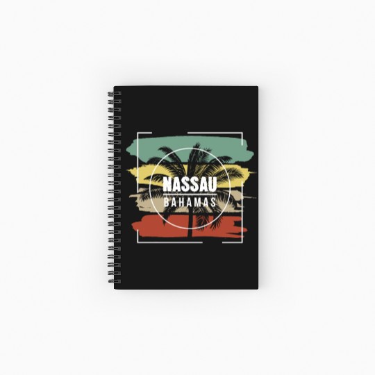 Nassau Bahamas Artistic Palm Tree Retro Spiral Notebooks   Ruled Line