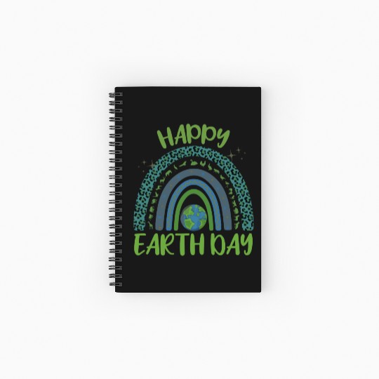 Happy Earth Day Quote With Unique illustration Spiral Notebooks   Ruled Line