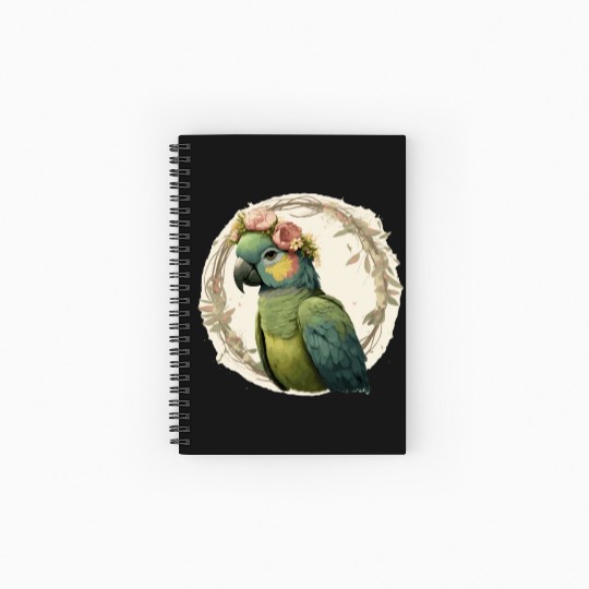 Watercolor Parrot Hahn's Macaw Bird Flower Crown P Spiral Notebooks   Ruled Line