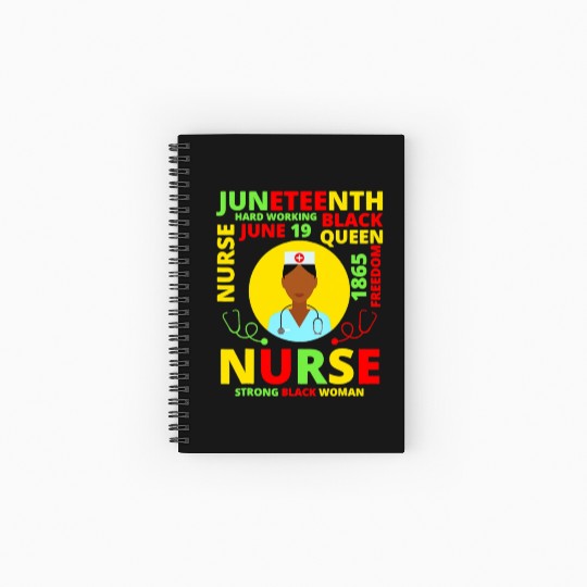 Juneteenth Black Nurse Costume Melanin Black Spiral Notebooks   Ruled Line
