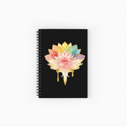 Lotus with golden flowers icon in pastel colors Spiral Notebooks   Ruled Line