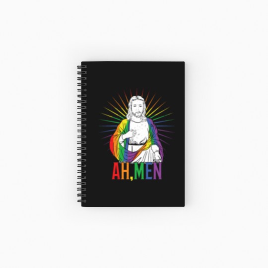 Funny Jesus Gay LGBTQ Rainbow LGBT Pride Month Spiral Notebooks   Ruled Line