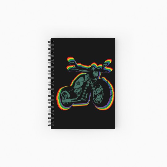 Motorcycle Ride Gay LGBTQ Rainbow LGBT Pride Month Spiral Notebooks   Ruled Line