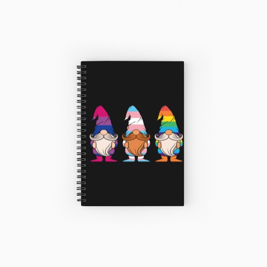 Cute Gnomes Elf LGBTQ Rainbow LGBT Pride Month Spiral Notebooks   Ruled Line