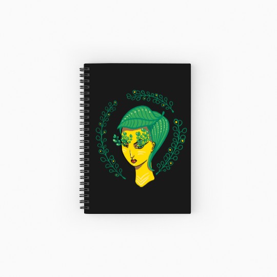 Hello Spring Green Witch Mother Nature Spiral Notebooks   Ruled Line