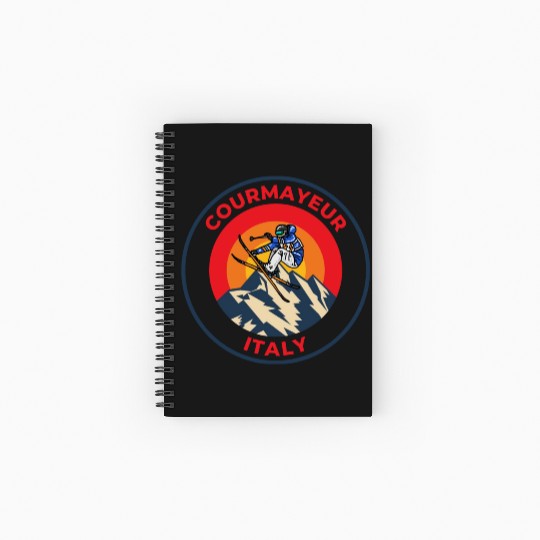 Vintage Cool Skiing in Courmayeur Italy Sunset Spiral Notebooks   Ruled Line