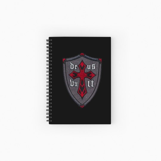 Deus Vult Cross on Shield Spiral Notebooks   Ruled Line