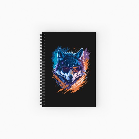 Wolf Wearing Sunglass Spiral Notebooks   Ruled Line