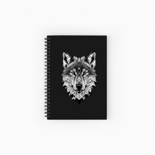 Geometric wolf head Spiral Notebooks   Ruled Line
