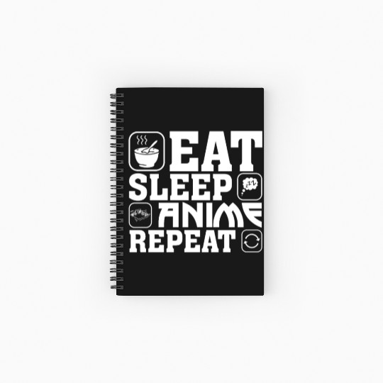 Eat Sleep Anime Repeat Kawaii Otaku Manga Japan Fa Spiral Notebooks   Ruled Line