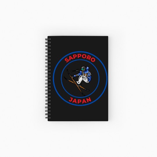 Retro Cool Skiing in Sapporo Japan Spiral Notebooks   Ruled Line