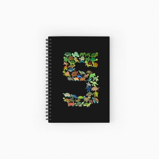 5th Birthday Sea Turtle Tortoise Theme 5 Year Old Spiral Notebooks   Ruled Line