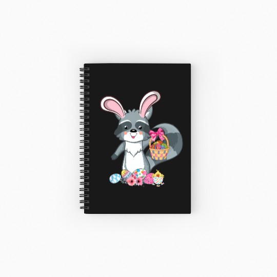 Raccoon Bunny Ears Easter Eggs For Spiral Notebooks   Ruled Line