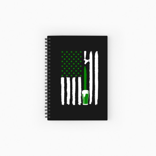Green St PatricDay Beer American Flag Patriotic Ir Spiral Notebooks   Ruled Line