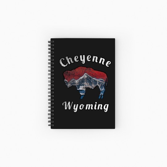Cheyenne Wyoming With Flag Themed Mountain Scenery Spiral Notebooks   Ruled Line