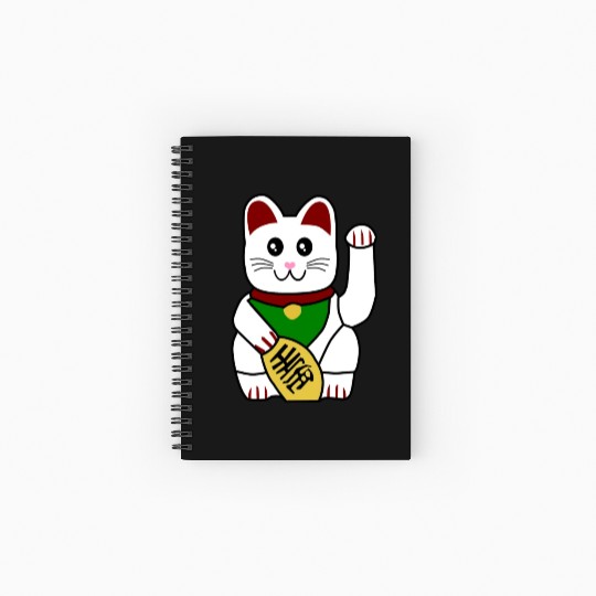 Cute Japanese Lucky Cat 1 Spiral Notebooks   Ruled Line