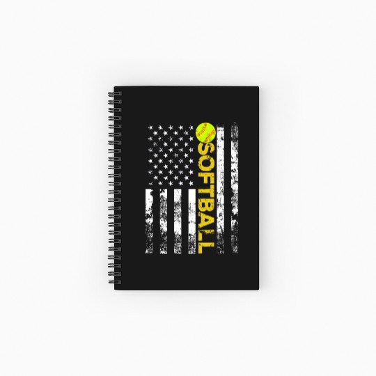 American Flag Softball Team Spiral Notebooks   Ruled Line