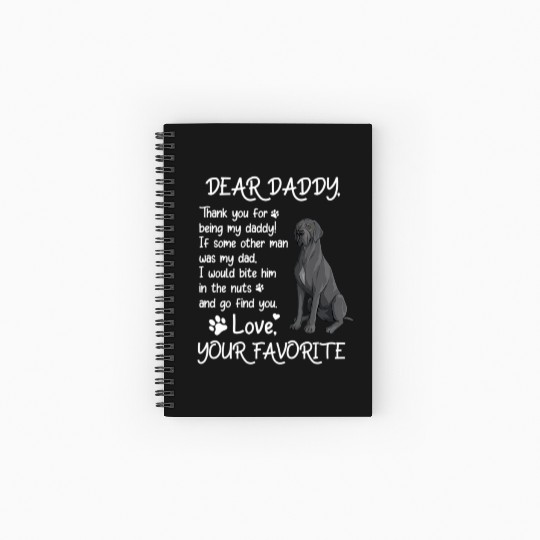 Dear Daddy Great Dane Dog Dad Father s Day Spiral Notebooks   Ruled Line
