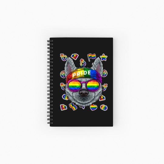 Lgbt Husky Gay Pride Month Dog Rainbow Lesbian Spiral Notebooks   Ruled Line
