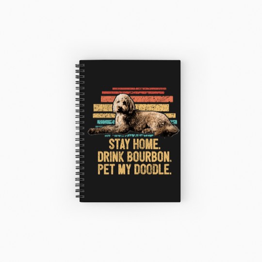 Pet My Doodle Retro Goldendoodle Dog Dad Doodle Spiral Notebooks   Ruled Line
