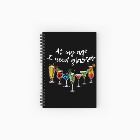 Wine Beer Cocktail At My Age I Need Glasses Spiral Notebooks   Ruled Line