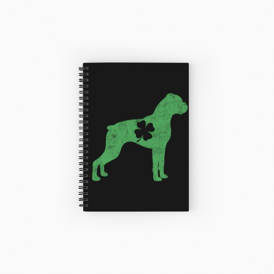 Awesome Boxer Saint Patrick'S Day Dog Dad Mom Spiral Notebooks   Ruled Line