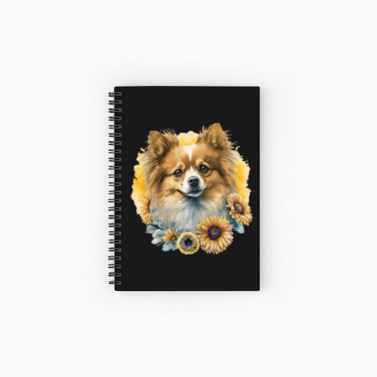 Cute Pomeranian Sunflower Dog Breed Pet Puppy Spiral Notebooks   Ruled Line