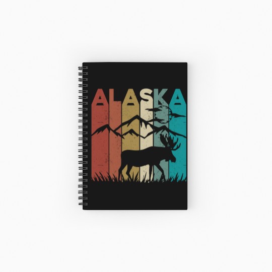 Alaska Moose Retro Vintage Alaskan Moose Souvenir Spiral Notebooks   Ruled Line