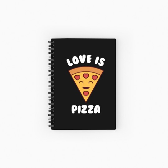Love is Pizza Toddler Valentines Day Kawaii Pizza Spiral Notebooks   Ruled Line