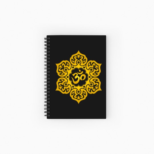 Yellow Lotus Yoga Om Spiral Notebooks   Ruled Line