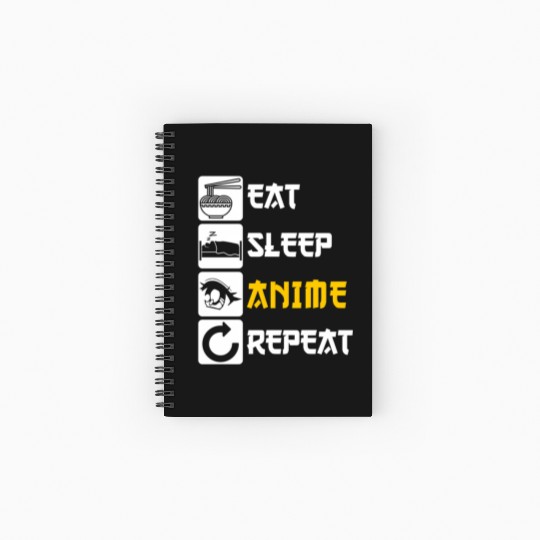 Eat Sleep Anime Repeat Manga Japan Saying Cosplay Spiral Notebooks   Ruled Line