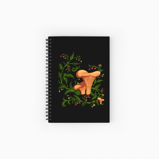 Forest Mushrooms Floral Fungi Ukrainian Vyshyvanka Spiral Notebooks   Ruled Line