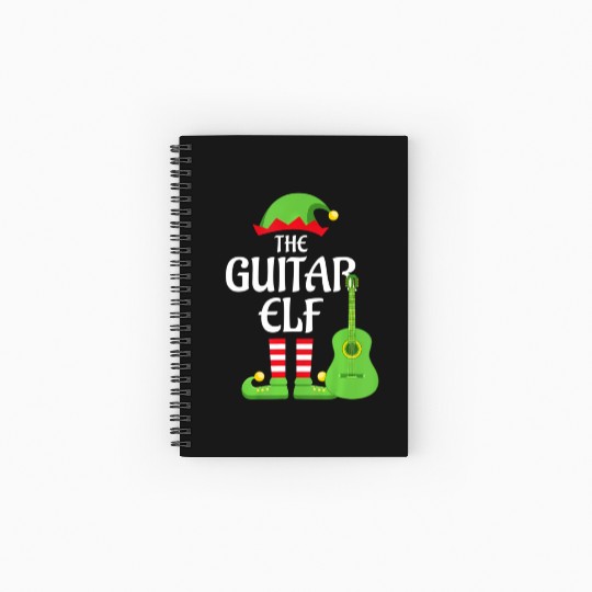 Guitar Elf Family Matching Group Christmas Spiral Notebooks   Ruled Line
