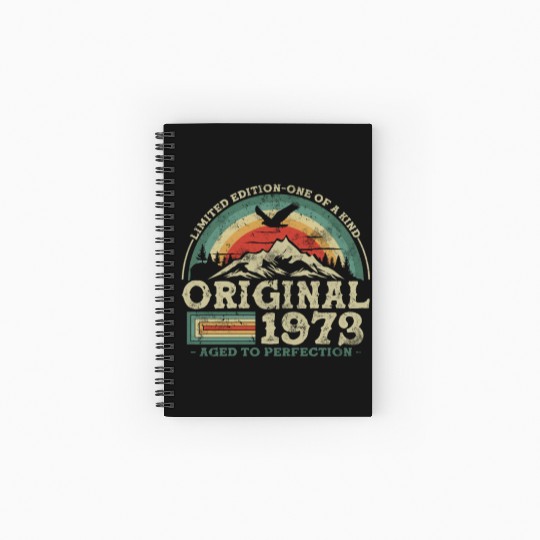 Original 1973 Vintage Vintage Birthday Retro Spiral Notebooks   Ruled Line