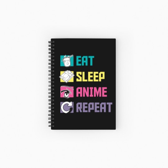 Eat Sleep Anime Repeat funny Spiral Notebooks   Ruled Line
